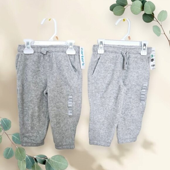 Carter's Baby‎ Gray  Fleece Jogger Pants 2 Pair 12 Months NWT - Picture 1 of 4